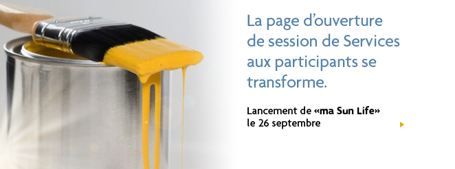 La page d'ouverture de session de Services aux participants se transforme. Lancement de ma Sun Life le 26 septembre La page d'ouverture de session de Services aux participants se transforme. Lancement de ma Sun Life le 26 septembre